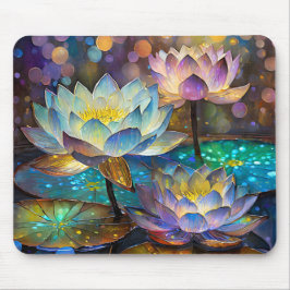 Mousepad Glowing Lotus Flowers Trio