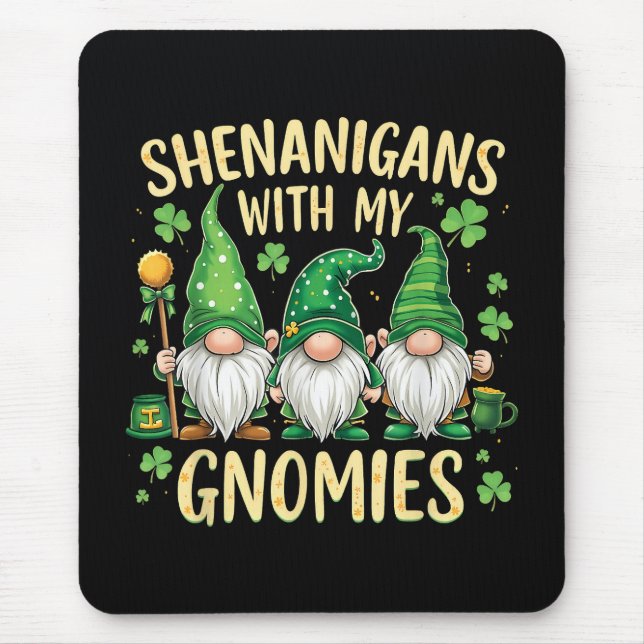 Mousepad Gnome do Trevo da Sorte do Dia de São Patrício (Frente)