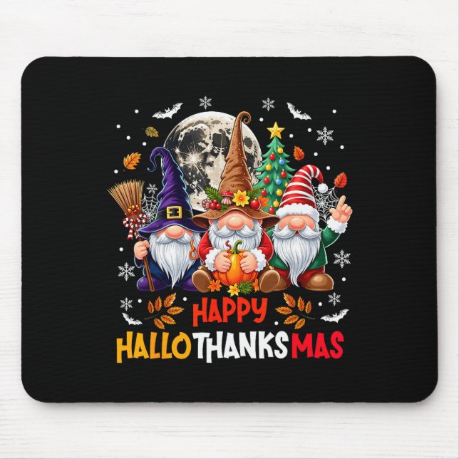 Mousepad Gnome Hallothanksmas Halloween Thanksgiving Christ (Frente)