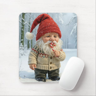 Mousepad Gnomo De Natal Em Flocos De Neve Com Canas Doces