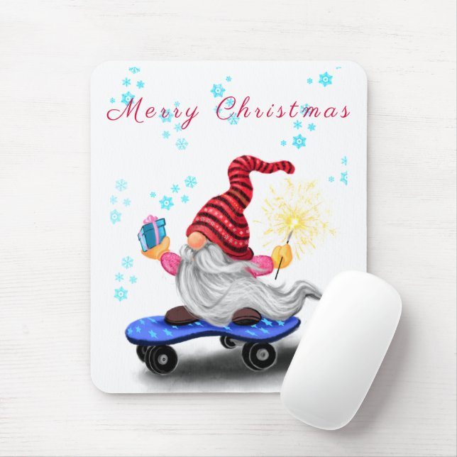 Mousepad Gnomo de Patinador de Presente do Mouse de Natal c (Com mouse)
