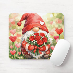 Mousepad Gnomo do Dia dos Namorados com Rosas Vermelhas em