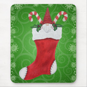 Mousepad Gnomo em Flocos de Neve Verde