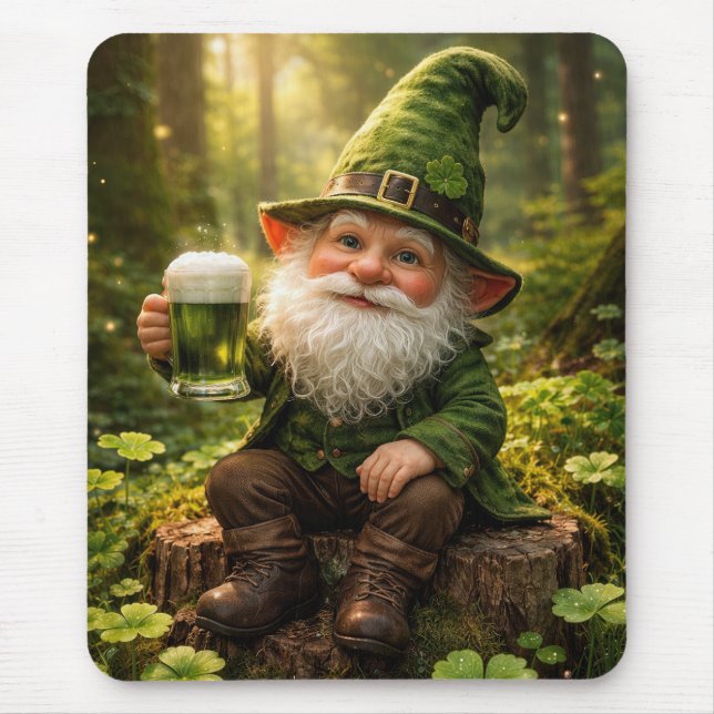 Mousepad Gnomo Irlandês Com Cerveja Verde (Frente)