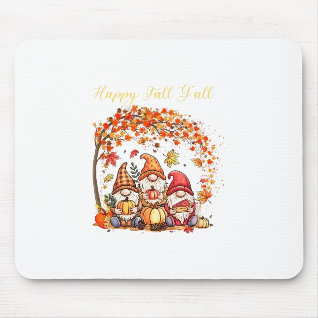 Mousepad Gnomos de Outono Feliz Outono para Todos Folhas de (Frente)