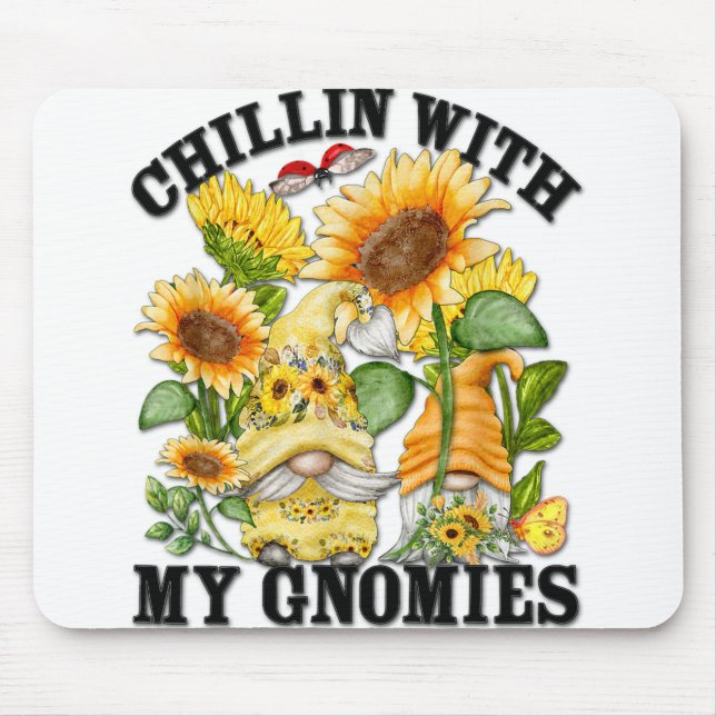 Mousepad Gnomos De Verão De Girassol Cento Para Mamãe Chill (Frente)