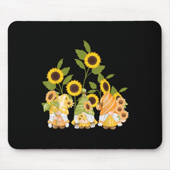 Mousepad Gnomos girassóis bonitos Jardins de girassol Verão (Frente)