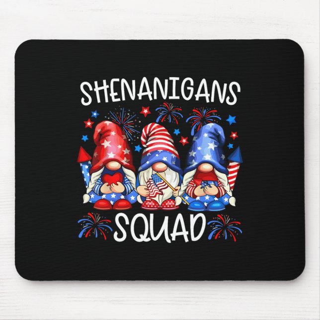 Mousepad Gnomos Patrióticos 4 De Julho Diversão Engraçada E (Frente)