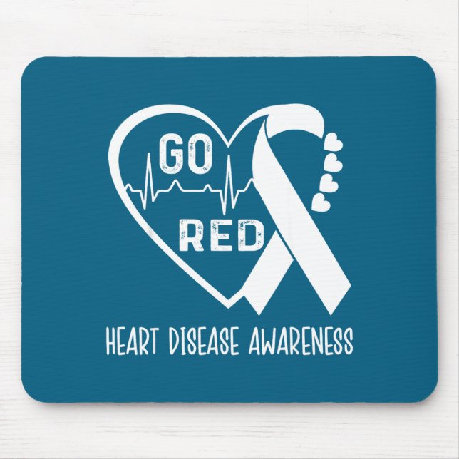 Mousepad Go Red - February American Heart Health Month Awar (Frente)