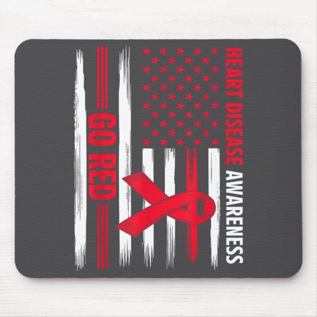 Mousepad Go Red Heart Disease American Flag Heart Disease A (Frente)