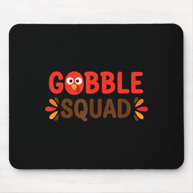 Mousepad Gobble Squad Thanksgiving Turkey Day Lunch Lady Ca (Frente)