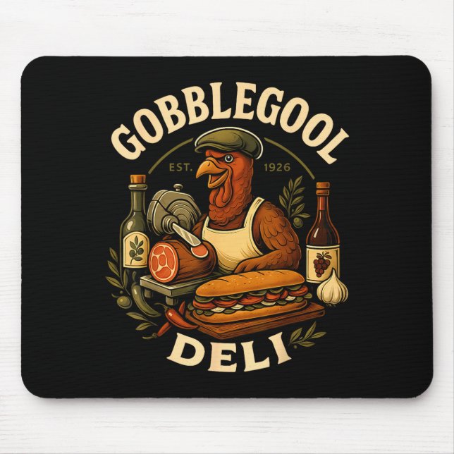 Mousepad Gobbol Turkey Thanksgiving Italian Turkey Chef  (Frente)
