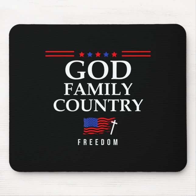 Mousepad God Family Country Us Flag Christian Saying Dom Je (Frente)