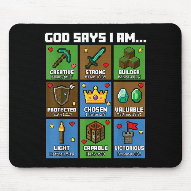 Mousepad God Says I Am Bible Verses Xel Art Christian Gamer (Frente)