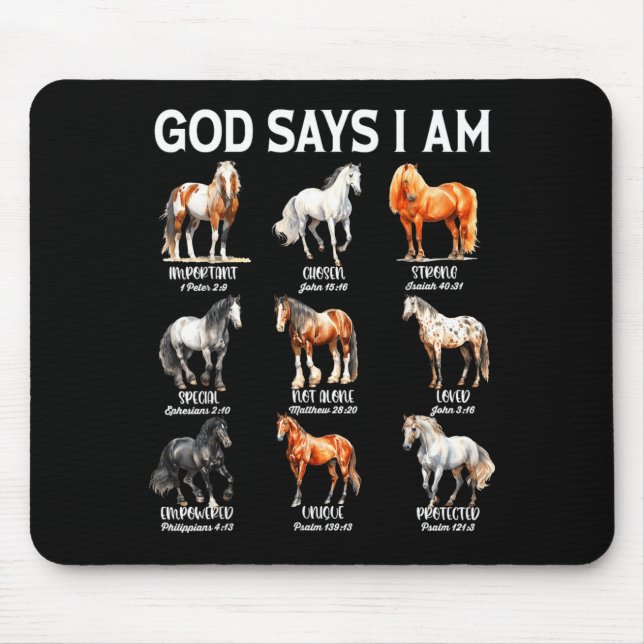 Mousepad God Says I Am Horse Christian Girl Teen Boy Bible  (Frente)