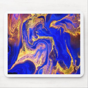 Mousepad gold, royal blue,marble,natural,swirl,stone,modern