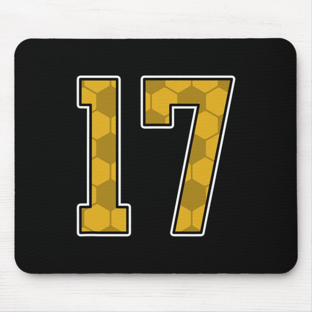 Mousepad Gold Soccer Pattern Number 17 Jersey Player Unifor (Frente)