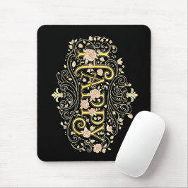Mousepad Golden Bliss: Elegant Floral Happy