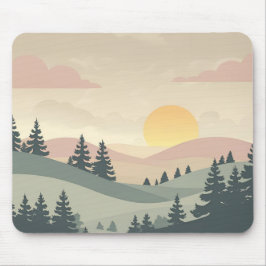Mousepad Golden Hour Serenity – Minimal Pastel Landscape Ar