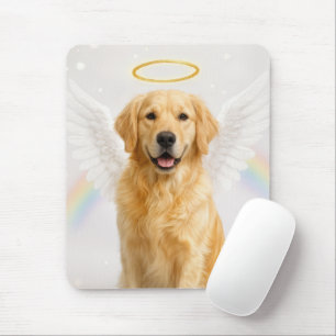 Mousepad Golden Retriever Com Asas de Anjo e Auréola 