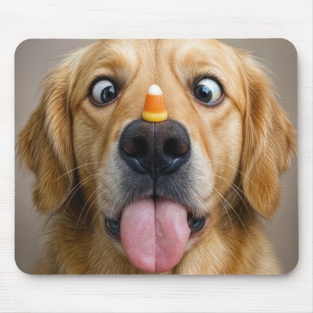 Mousepad Golden Retriever Com Candy Corn (Frente)