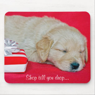 Mousepad golden retriever com presente do Natal