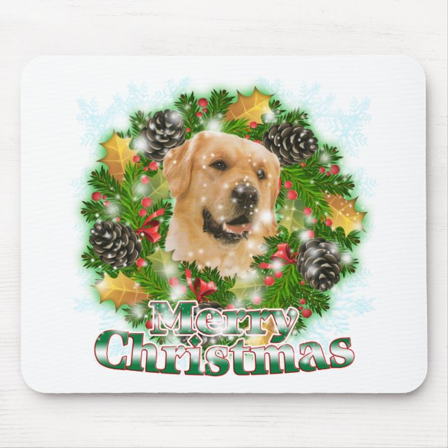 Mousepad Golden retriever do Feliz Natal (Frente)