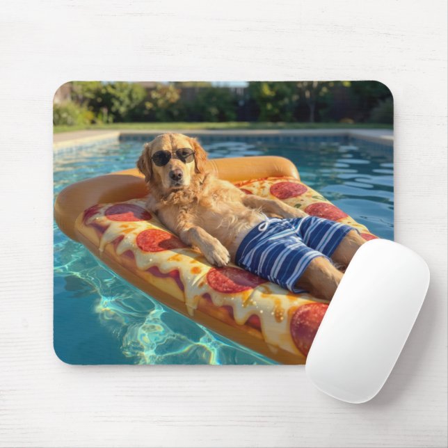 Mousepad Golden Retriever em uma boia de piscina em forma d (Com mouse)