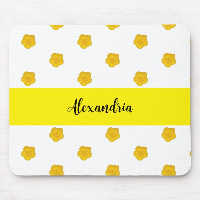 Mousepad Golden Yellow Wildflower Photo Name (Frente)