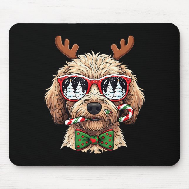 Mousepad Goldendoodle Christmas Reindeer Holiday Dog Lover  (Frente)