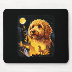 Mousepad Goldendoodle Uivando Para A Lua Vintage Engraçado