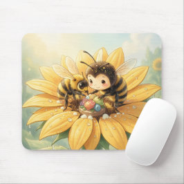 Mousepad Goldene Hummel im Blütentanz1