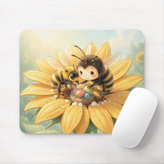 Mousepad Goldene Hummel im Blütentanz1 (Com mouse)