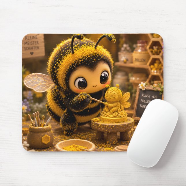 Mousepad Goldene Hummel im Blütentanz.12 (Com mouse)