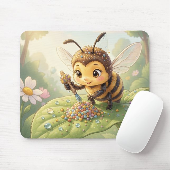 Mousepad Goldene Hummel im Blütentanz.2 (Com mouse)