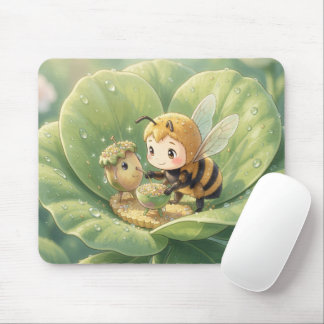 Mousepad Goldene Hummel im Blütentanz.3