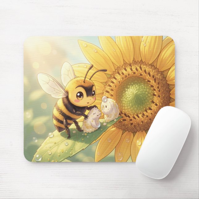 Mousepad Goldene Hummel im Blütentanz.4 (Com mouse)