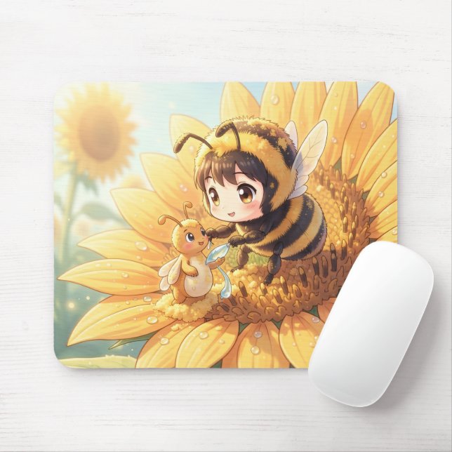 Mousepad Goldene Hummel im Blütentanz.7 (Com mouse)