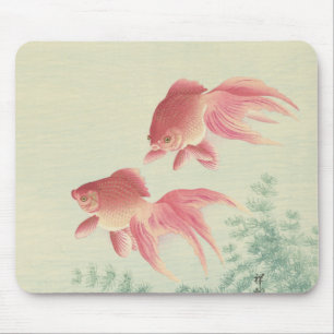 Mousepad Goldfish Vintage Japonês Woodblock Impressão