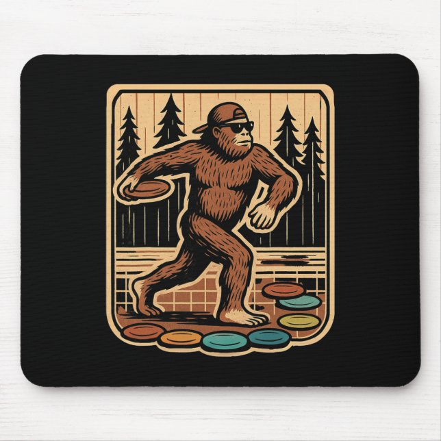 Mousepad Goleador de Disco Sasquatch Disc Golf Engraçado (Frente)