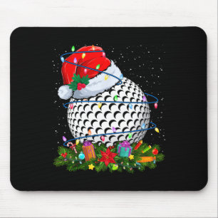 Mousepad Golf Ball Santa Chapéu Luzes de Natal Esporte Dive