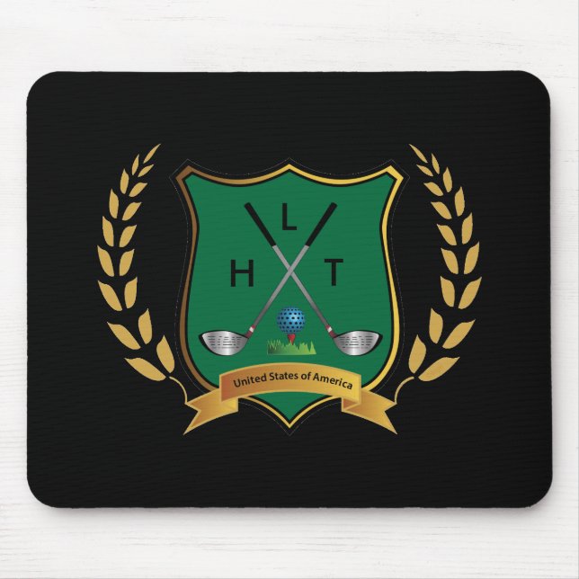 Mousepad GOLF Crest com Laurel Wreath e Monograma (Frente)