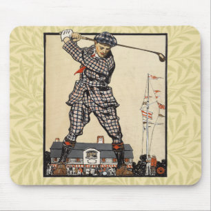 Mousepad Golf Golfer Vintage Antiguamente Golfe