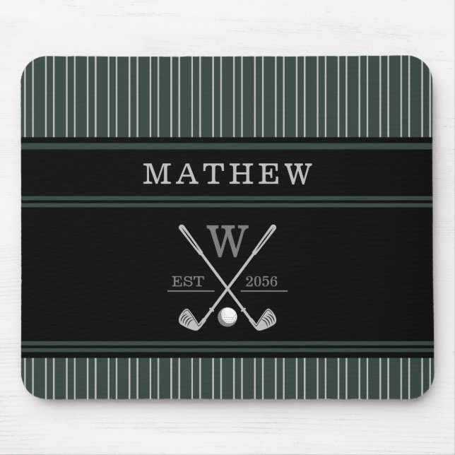 Mousepad Golf Monograma Nome Inicial Herança Verde (Frente)