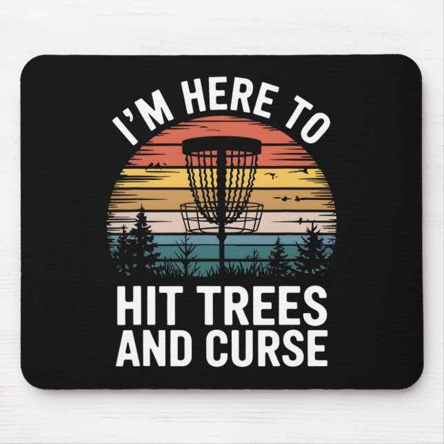 Mousepad Golfe de Disco Engraçado Bate Árvores e Xinga Retr (Frente)