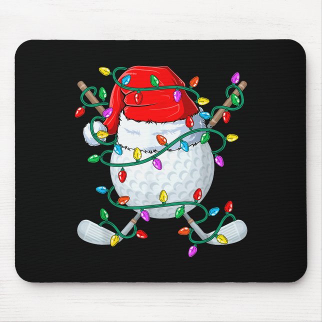 Mousepad Golfe de Natal Xmas Papai Noel Srts Chapéu Golfist (Frente)