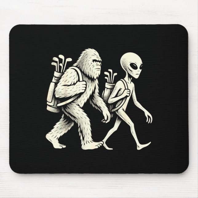Mousepad Golfe Divertido Pé Grande Sasquatch Alien Ovni Gol (Frente)