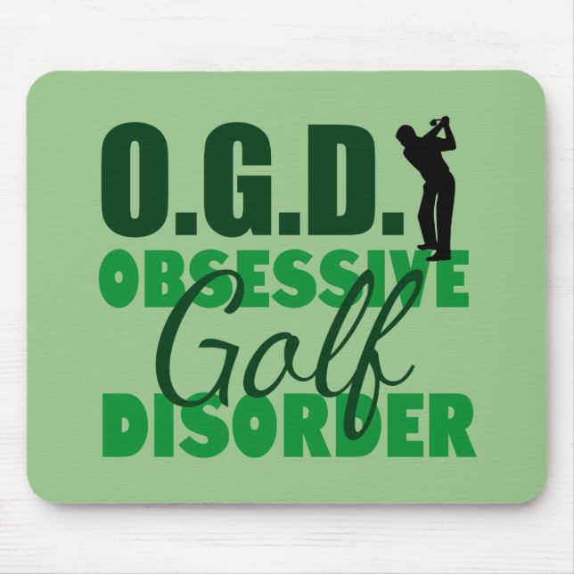 Mousepad Golfe Engraçado Obcecado Verde (Frente)