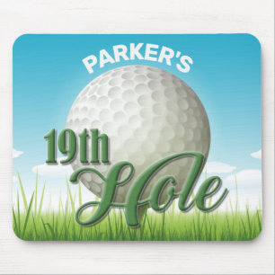 Mousepad Golfer Pro Ball 19th Hole, nome personalizado