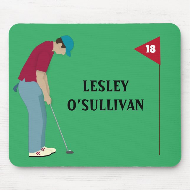 Mousepad Golfer Putando Bola Considerada Verde (Frente)